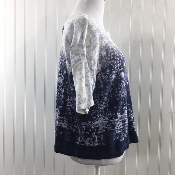 J.Jill Blue White Linen Blend Convertible Split Open Back Top Shirt Womens XS - Picture 3 of 11